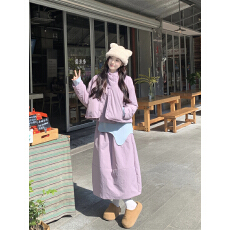 批发实拍实价大码休闲套装棉服外套中长半身裙高领不规则打底t恤潮