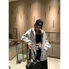 批发实拍实价大码美式十字满印开衫外套卫衣女春秋个性宽松帽衫上衣潮