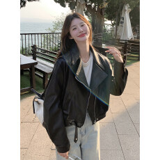 批发欧货蛋白皮衣外套女<b class='q'>春</b>秋新款超火流行时尚宽松pu短夹克小个子