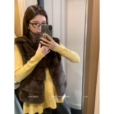 批发秋<b class='q'>冬</b>新款仿水貂环保皮草加厚马甲女毛毛立领外套