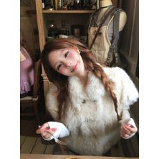 批发米白色环皮草毛茸外套女秋季新款少女风千金感宽松显气质斗篷上衣