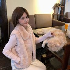 批发乖乖雪莉玫~韩系粉色皮毛一体环保皮草毛毛马甲女<b class='q'>秋</b>冬百