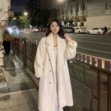 批发仿水貂绒长款皮毛外套一体毛毛女冬季新款加厚环保<b class='q'>皮草</b>大衣高级感