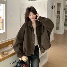 批发棕色设计感pu皮衣外套女<b class='q'>春</b>秋新款酷飒帅气流行爆款夹克上衣