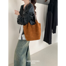 批发【MBH】磨砂牛皮纯色极简托特包大容量通勤手提单肩包