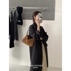 磨砂牛皮复古波士顿枕头包百搭腋下包高级感秋冬斜挎单肩包配肩带