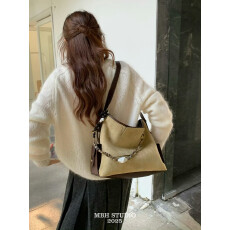 批发【MBH】磨砂牛皮hobo包大容量侧面双口袋通勤托特包单肩斜挎包