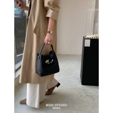 批发头层牛皮荔枝纹凯莉锁扣水桶包日常通勤斜挎手提包(配肩带,收纳包