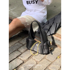 批发【MBH】英伦风荔枝纹牛皮侧边立体口袋托特包手提单肩包