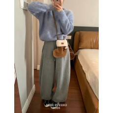 批发手工头层牛皮羊羔毛拼接磨砂牛皮圣诞靴可爱斜挎包(配肩带,小鞋子