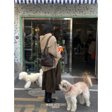 批发【MBH】塌塌包植鞣羊皮双耳水桶包女大容量通勤包真皮腋下单肩包