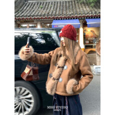 批发【MBH】中古手工编织拼接磨砂牛皮撞色菜篮子手提包(配肩带)