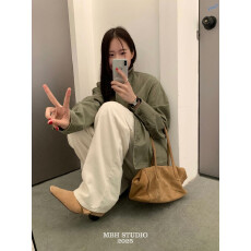 批发【MBH】复古磨砂牛皮法棍包简约百搭大容量通勤单肩包