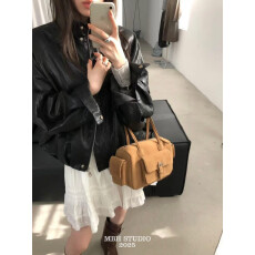 MBH韩国东大门多口袋波士顿保龄球包长柄大容量单肩包