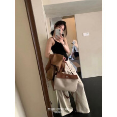 批发【MBH】头层牛皮拼接帆布休闲托特包大容量通勤手提单肩包