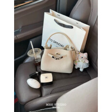 批发小众头层牛皮百搭迷你水桶包高级感单肩斜挎手提包(配肩带,收纳袋