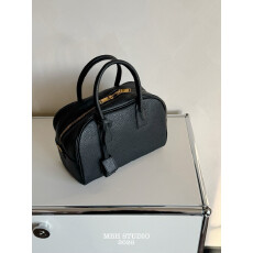 批发【MBH】头层牛皮老钱极简波士顿保龄球包百搭手提包