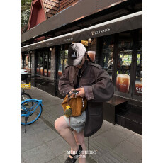 批发【MBH】法式磨砂牛皮手工编织柔软饭盒包撞色时尚手提包