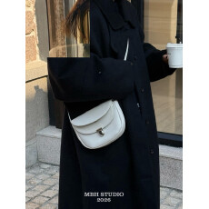 批发【MBH】小众设计头层牛皮翻盖半圆马鞍包真皮单肩斜挎包