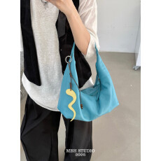 批发【MBH】头层牛皮多巴胺简约饺子包糖果色hobo包腋下单肩包