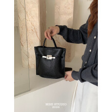 批发【MBH】头层牛皮迷你凯莉包简约百搭真皮单肩斜挎手提包(配肩带)