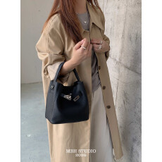 批发togo头层牛皮凯莉水桶包简约日常通勤斜挎手提包(配肩带,收纳包)