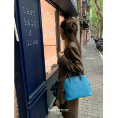 批发荔枝纹大号贝壳包头层牛皮大容量时尚通勤手提斜挎单肩包(配肩带)