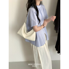 批发【MBH】极简软牛皮hobo包休闲百搭通勤大容量真皮单肩包