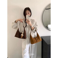 MBH头层牛皮小众设计师款hobo包真皮简约月牙包单肩包