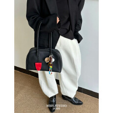 批发togo皮波士顿包头层牛皮荔枝纹大容量通勤单肩包(不含挂件)