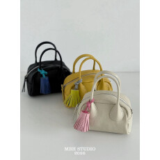 批发小众设计植鞣牛皮波士顿保龄球包韩系百搭单肩斜挎手提包配肩带