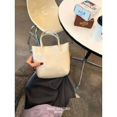 批发水晶植鞣牛皮小水桶包简约百搭真皮软皮斜挎手提包(配肩带)