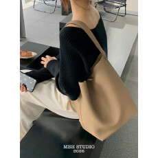 通勤高级感极简水桶包头层牛皮荔枝纹百搭托特包大容量单肩包