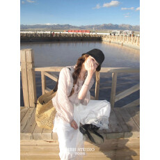 拉菲草配牛皮大容量手工编织托特包海边度假沙滩单肩包配收纳包