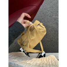 奶fufu黄色波士顿包头层牛皮简约百搭大容量斜挎手提包配肩带