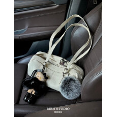 小众设计波士顿包头层牛皮极简大容量长柄法棍包单肩包不配挂件