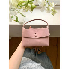 小众新款牛巴弋头层牛皮翻盖纽扣遛弯包链条单肩斜挎手提包