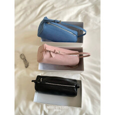 小众春夏新款牛巴弋真皮90s笔筒包高级手提包斜挎包配肩带