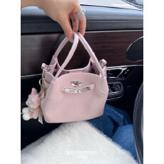 头层牛皮凯莉菜篮子包小众设计简约单肩手提包配肩带,收纳袋