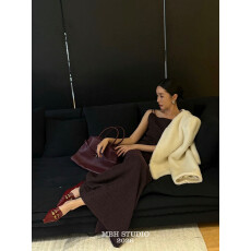 极简一字带设计头层牛皮大容量托特包真皮短途旅行通勤手提包