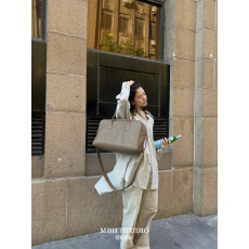 荔枝纹大容量波士顿包头层牛皮通勤短途旅行手提单肩包