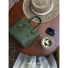 MBH头层牛皮小众设计简约菜篮子包气质百搭手提包