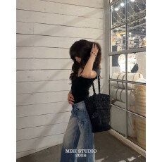 MBH镂空水桶包度假风手工钩花棉线松弛感单肩包