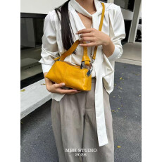 小众设计重工五金便当包擦色油蜡牛皮手提包斜挎包配肩带