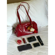 批发【MBH】质感头层油蜡牛皮<b class='q'>复古</b>法棍包真皮高级波士顿单肩包