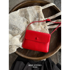 MBH真皮头层牛皮彩色小方包极简百搭遛弯包斜挎包