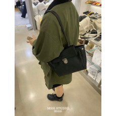 MBH小众设计头层牛皮2026新款韩系翻盖锁扣真皮单肩包