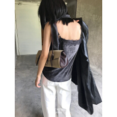 批发【MBH】磨砂牛皮撞色法棍包翻盖锁扣<b class='q'>复古</b>百搭质感单肩包