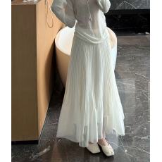 批发高级感欧根纱百褶裙女2026春季新款<b class='q'>宽松</b>显瘦半身裙长裙