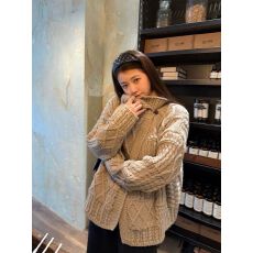 批发高品质加厚慵懒风麻花纹V领毛衣女秋冬新款气质长袖显瘦<b class='q'>针织衫</b>